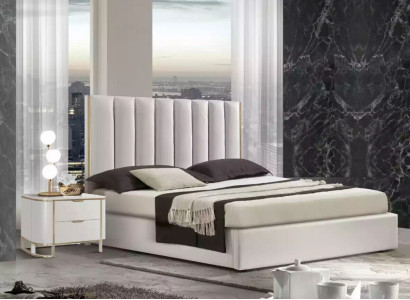 Schlafzimmer Set Luxus Bett 2x Nachttische Design neu weiß 3tlg Modern
